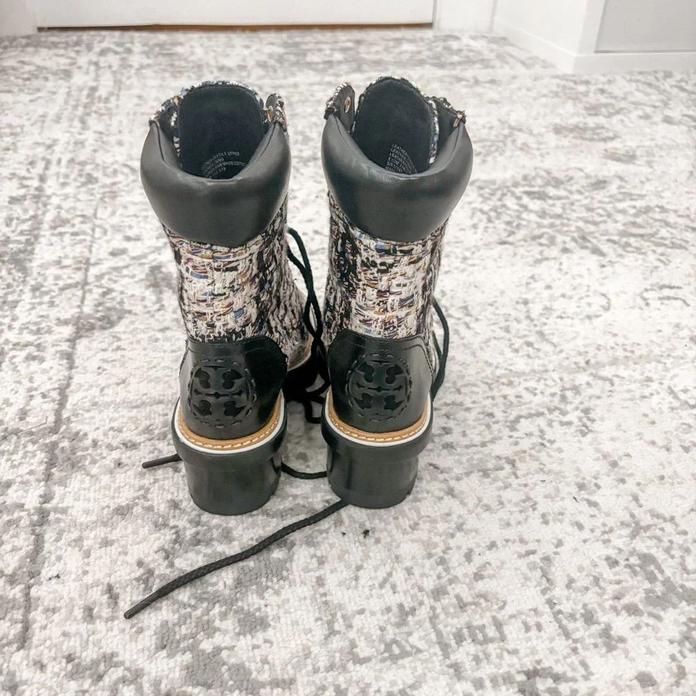 NWB Tory Burch Miller Tweed Lace Up Boot - Picture 15 of 16